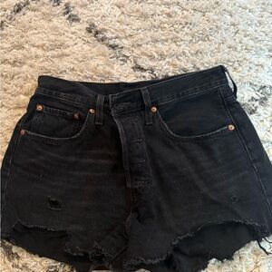 Levi's Black Distressed Jean Shorts